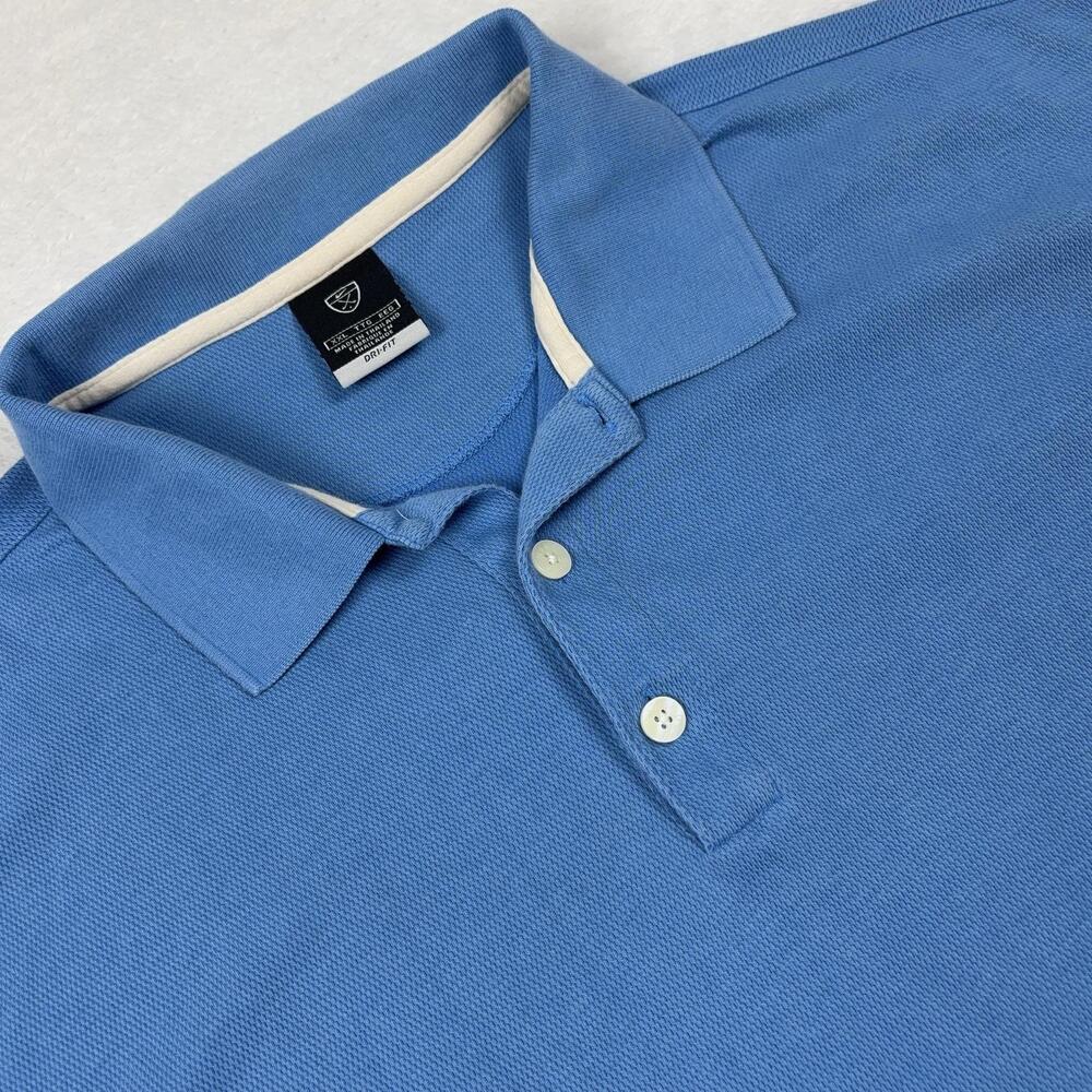Vintage Nike Golf Dri-Fit Short Sleeve Polo Shirt Mens 2XL Blue Moisture Wicking